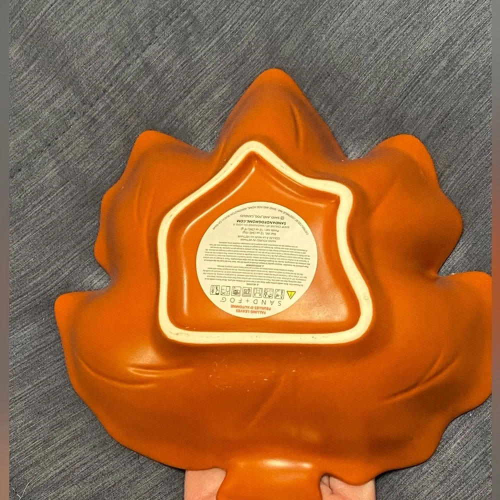 Sand + Fog Orange Leaf-Shaped Candle Holder NWT Falling Leaves Fall
